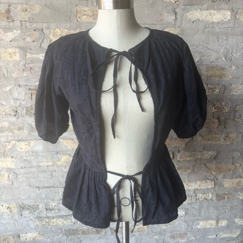Chic Black Tie-Front Women's Blouse